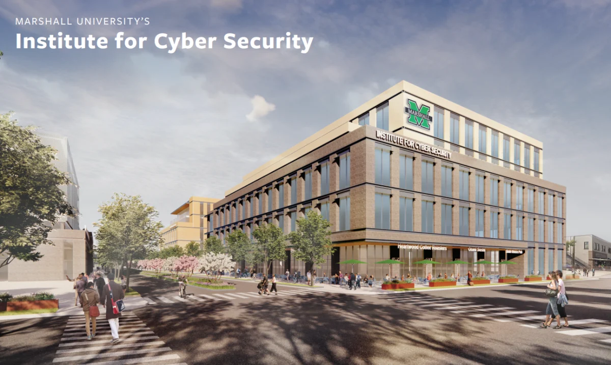 The image depicts the new cyber security building, which is set to open in 2026.
