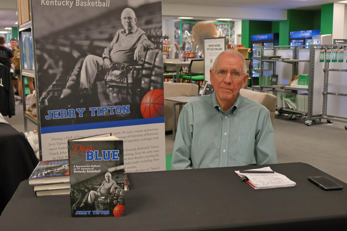 Jerry Tipton signed copies of his book "Deja Blue" at the Marshall University Bookstore on Tuesday, Aug. 27.