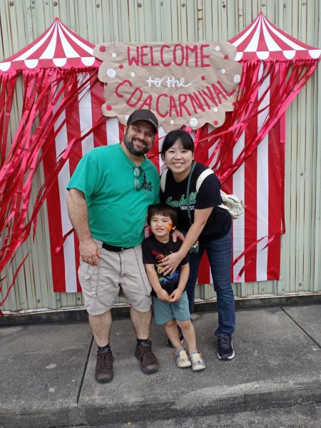 The McBrides with their son, Corbin.