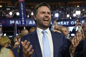 J.D. Vance smiles at a rally