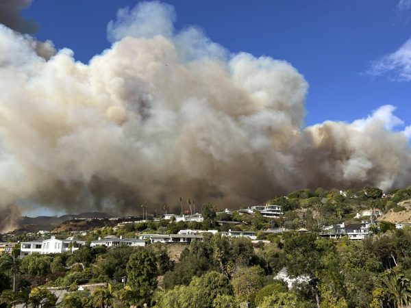 This photo taken by Pacific Palisades resident Darrin Hurwitz shows the Palisades Fire as it approaches homes in Los Angeles, Tuesday, Jan. 7, 2025. 