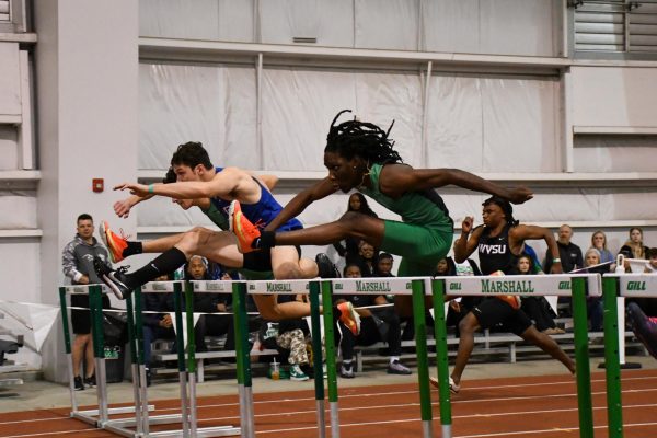 Marshall athletes place 2nd-6th in Men’s 60 m hurdles, nearly sweeping the whole event.