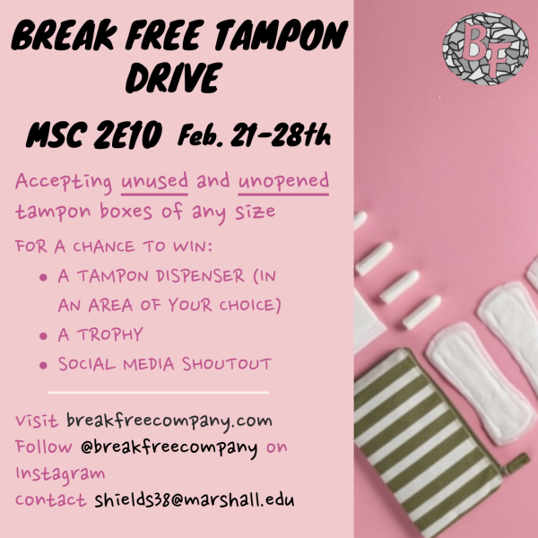 Break free is accepting unused and unopened tampons until Feb. 28. (Courtesy of Break Free)