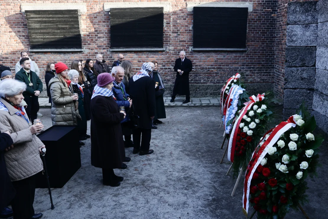 Holocaust survivors take part in the ceremony to mark the 80th anniversary of the liberation of Auschwitz-Birkenau in Oswiecim, Poland on January 27.