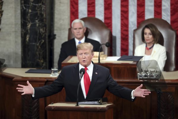 President Donald Trump delivering his State of the Union Address. (AP Photo/Andrew Harnik)