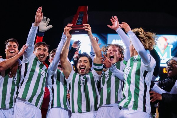 Ryan Godard, Rai Pinto, Ryan Holmes, Takahiro Fujita celebrates Marshall’s first Spring Championship win since the 2022 season.