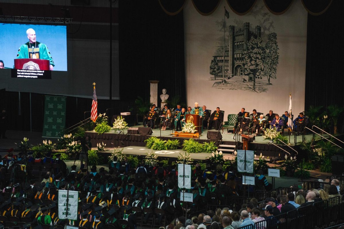 President Brad Smith addressed graduates, family and friends of Marshall at two ceremonies on Saturday, May 10. (Courtesy of Austin O'Connor)