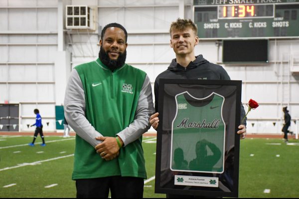 Addison Painter and Keith Roberts on senior day during the indoor Track & Field season.