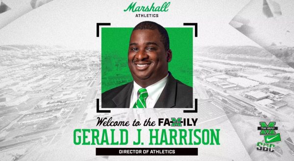 Marshall University held an introductory press conference for Harrison on July 30. (Courtesy of HerdZone)