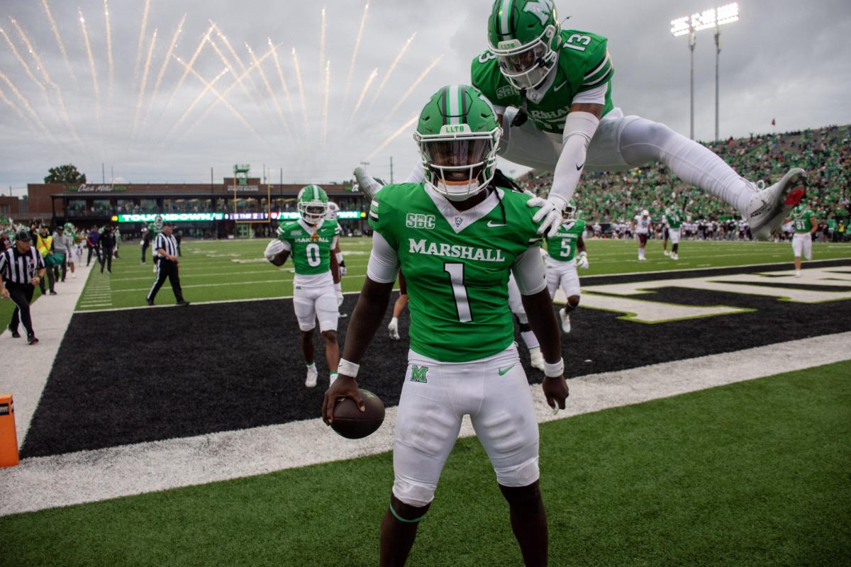 Redshirt Junior quarterback Zion Turner poses after a rushing touchdown early in the second quarter during a home loss against Missouri State on Saturday, Saptember 6.