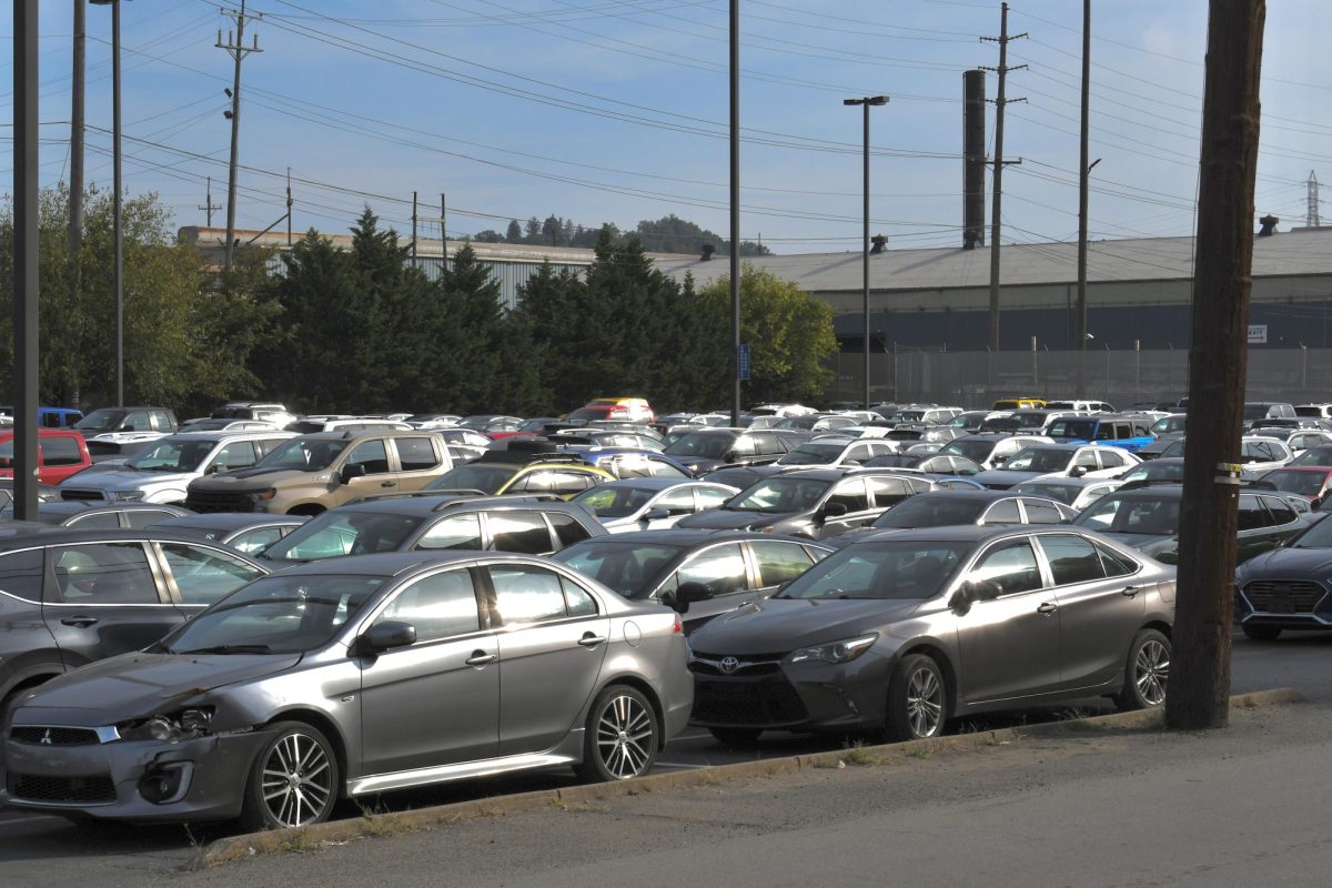 The parking lot behind Marshall’s Engineering Building is one of the university’s areas for student parking. 