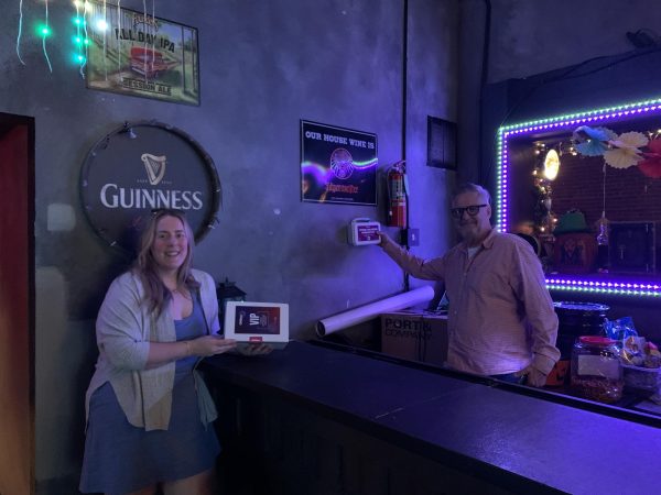 Jessa Dingess poses with the ONEbox at The Lantern. (Courtesy of Caitlin Trombley)