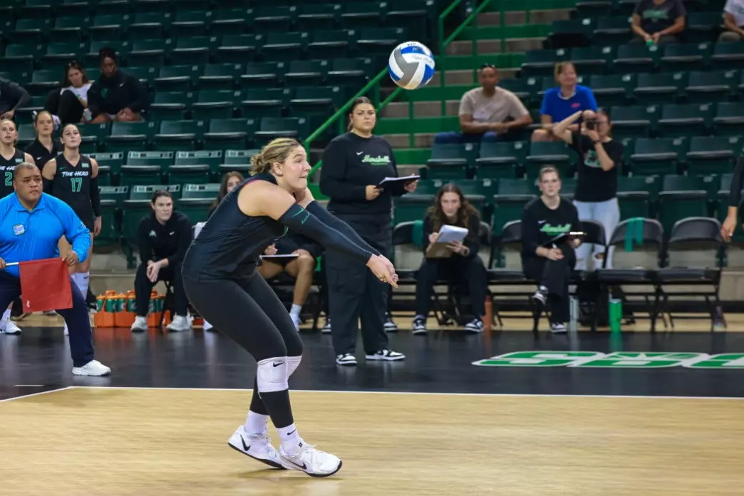 Volleyball looks to break their losing streak this weekend against the Georgia Southern Eagles (Courtesy of HerdZone).