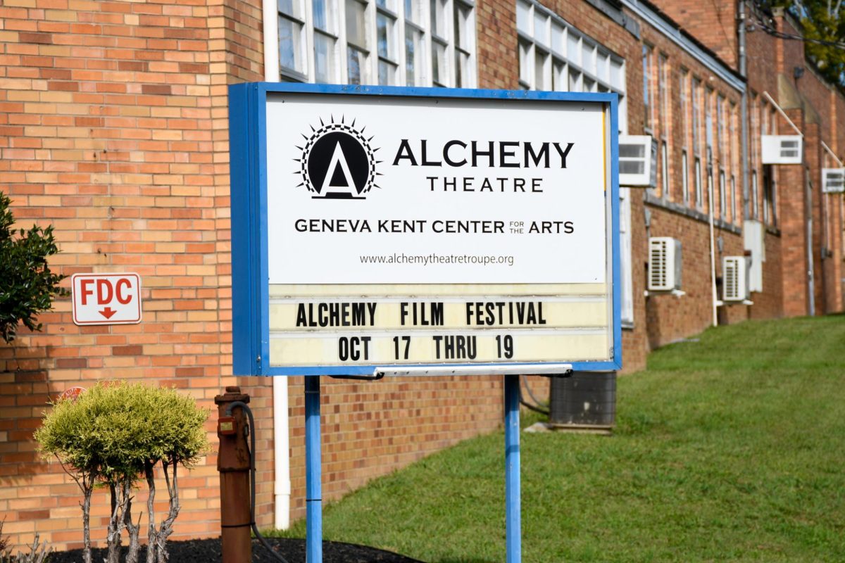 The Alchemy Theater sign promoting the film festival