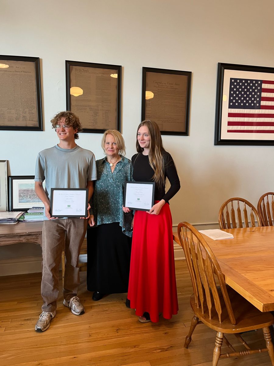 Cameron Mays and Mia Crookshanks accept the Dan O'Hanlon awards. (Courtesy of Mia Crookshanks)