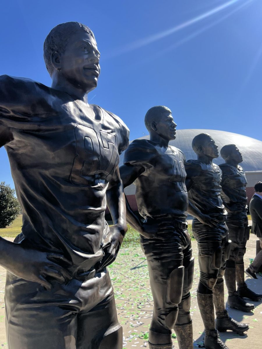 Statues pictured left to right: Freddy Wilson, Larry Sanders, Joe Hood and Robert VanHorn (Courtesy of Connor Waller)