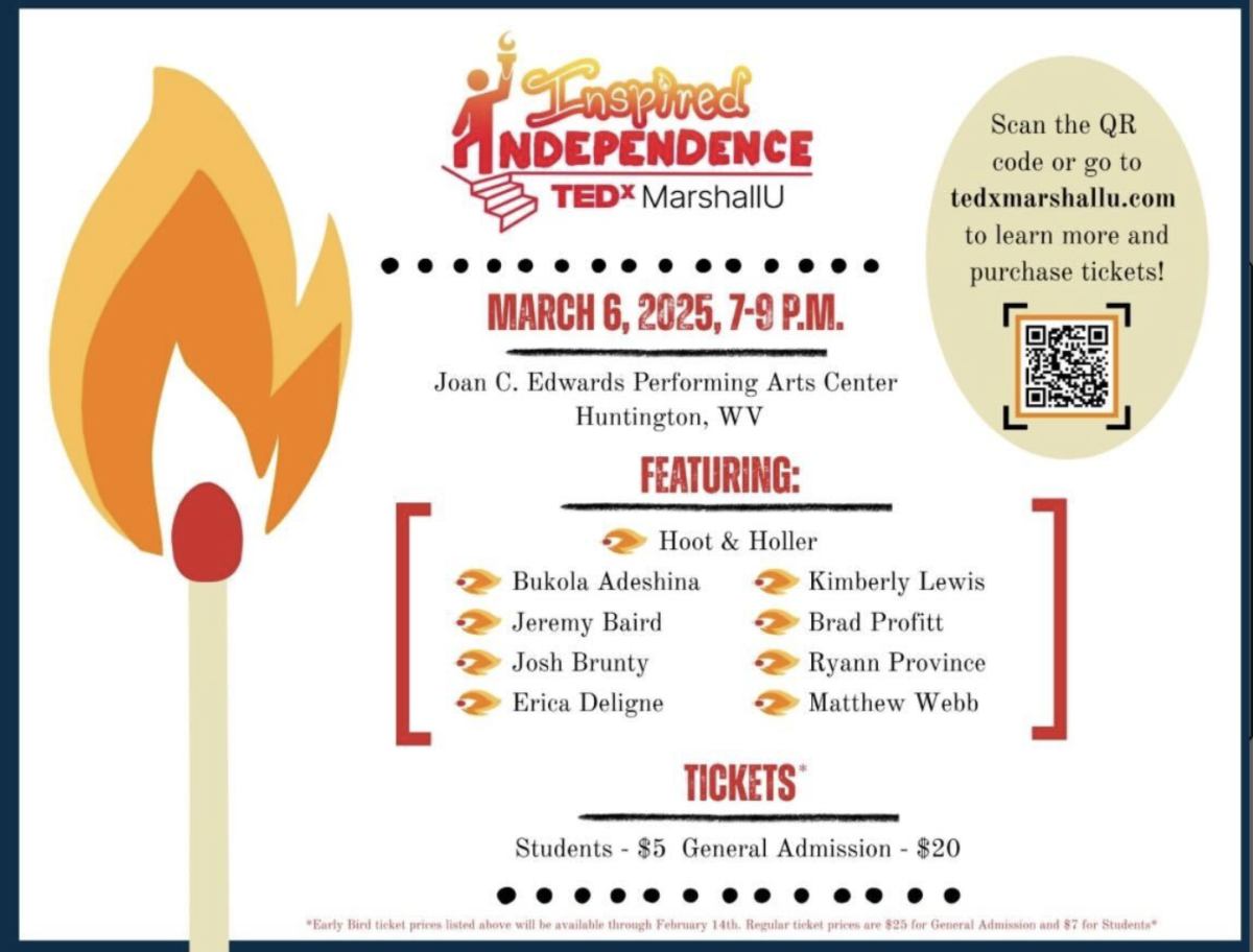 This year's TEDxMarshallU event includes a lineup of eight speakers and a performance from a local band. (Courtesy of Piper Cook)