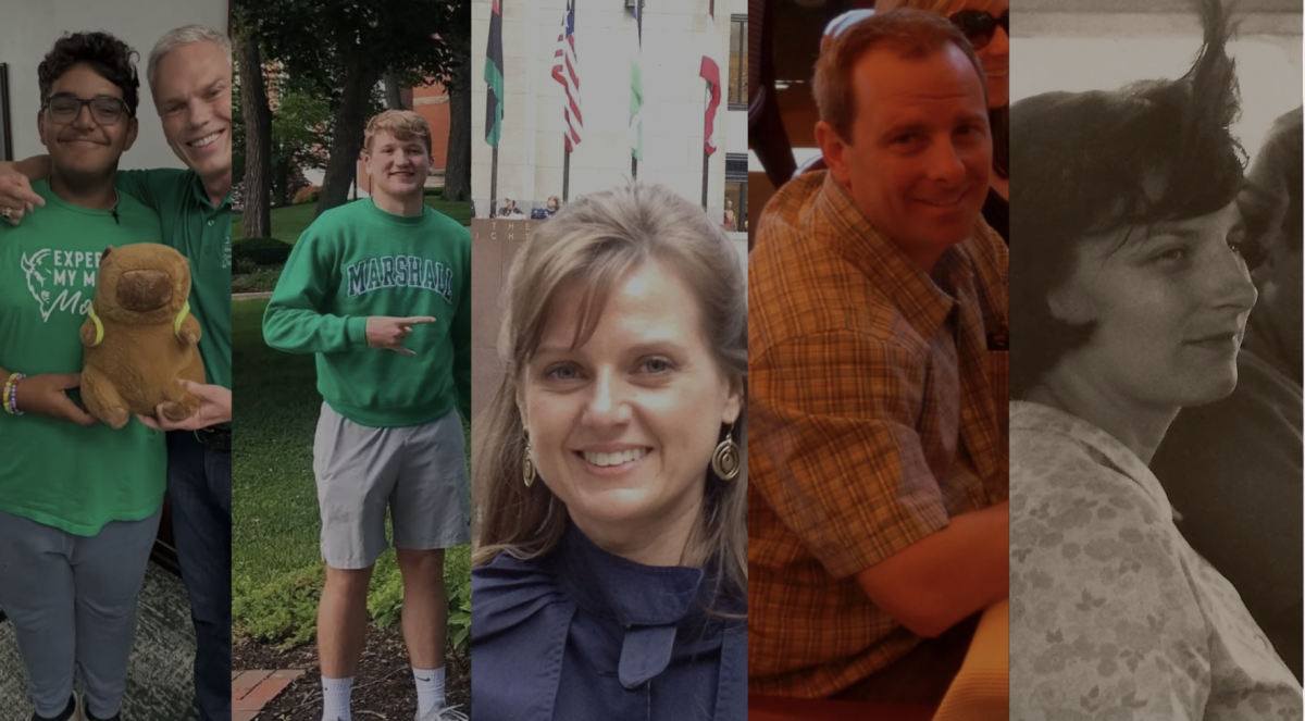 Left to right: Dominick Barham (Class of 2029), Alec Hess (Class of 2023), Ronda Moncada (Class of 2012), Michael Moncada (Class of 2011), Sandy Gunter (Class of 1969)