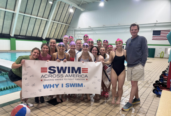 Members of the Marshall Swim & Dive team participate in the Swim Across America: Making Waves to Fight Cancer fundraiser for the second year. (Courtesy of Swim Across America)