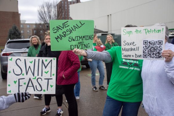 Marshall Swimming & Diving fans have shown their support for the team in person and via social media.
