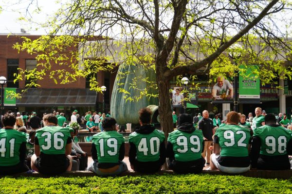 Hundreds of students, alumni and Huntington community members gathered around the Memorial Fountain in a ceremony dedicated to the 75 lives lost Nov. 14, 1970. 